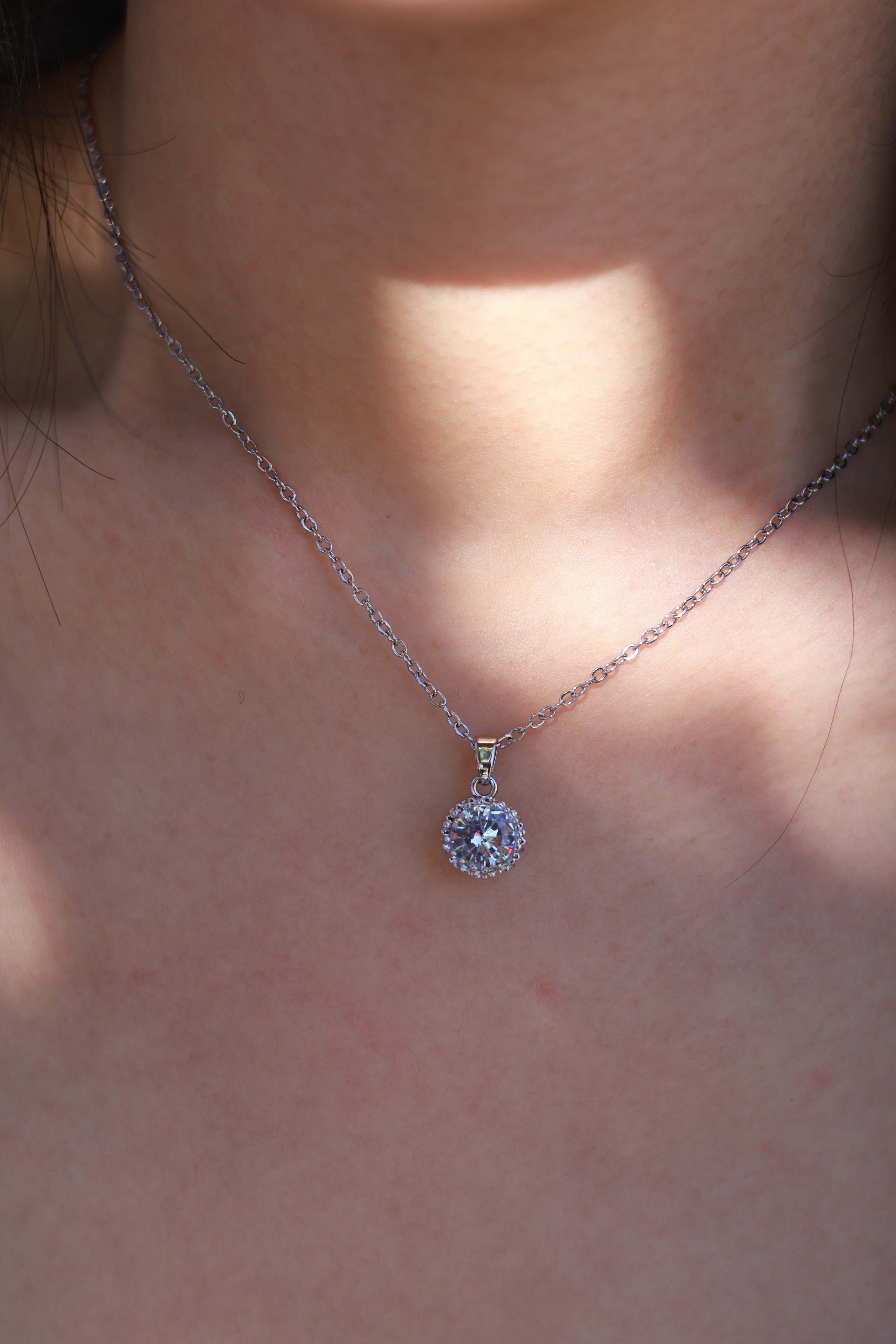 Radiant Halo Crystal Pendant Necklace