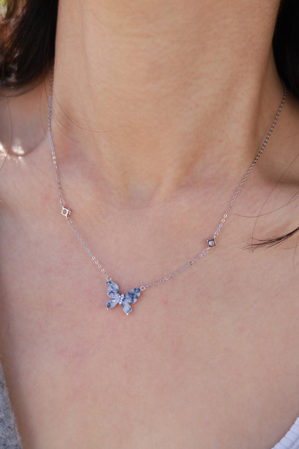 Blue Blossom Butterfly Necklace