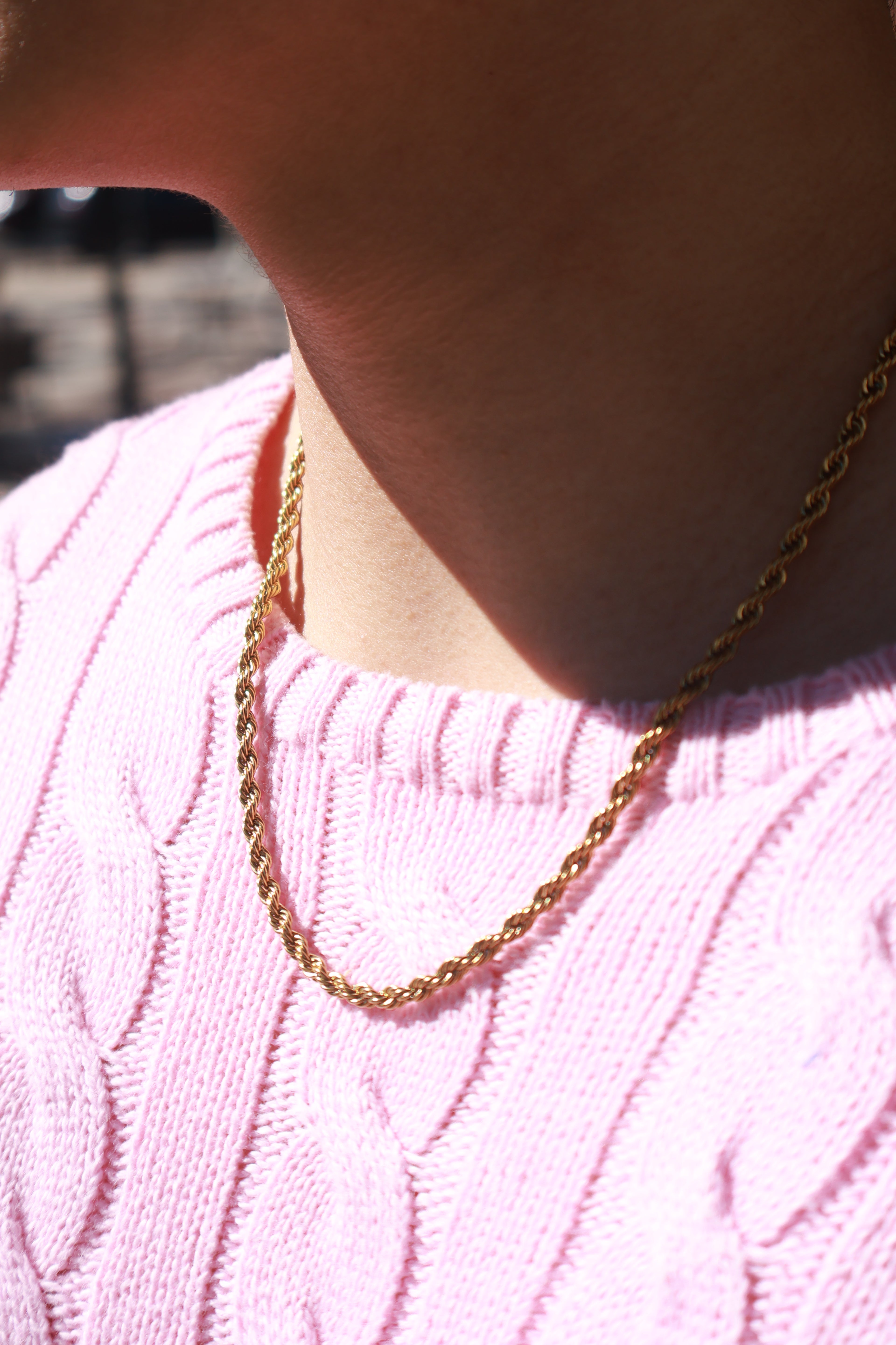 Classic Rope Chain Necklace Gold-Tone Finish