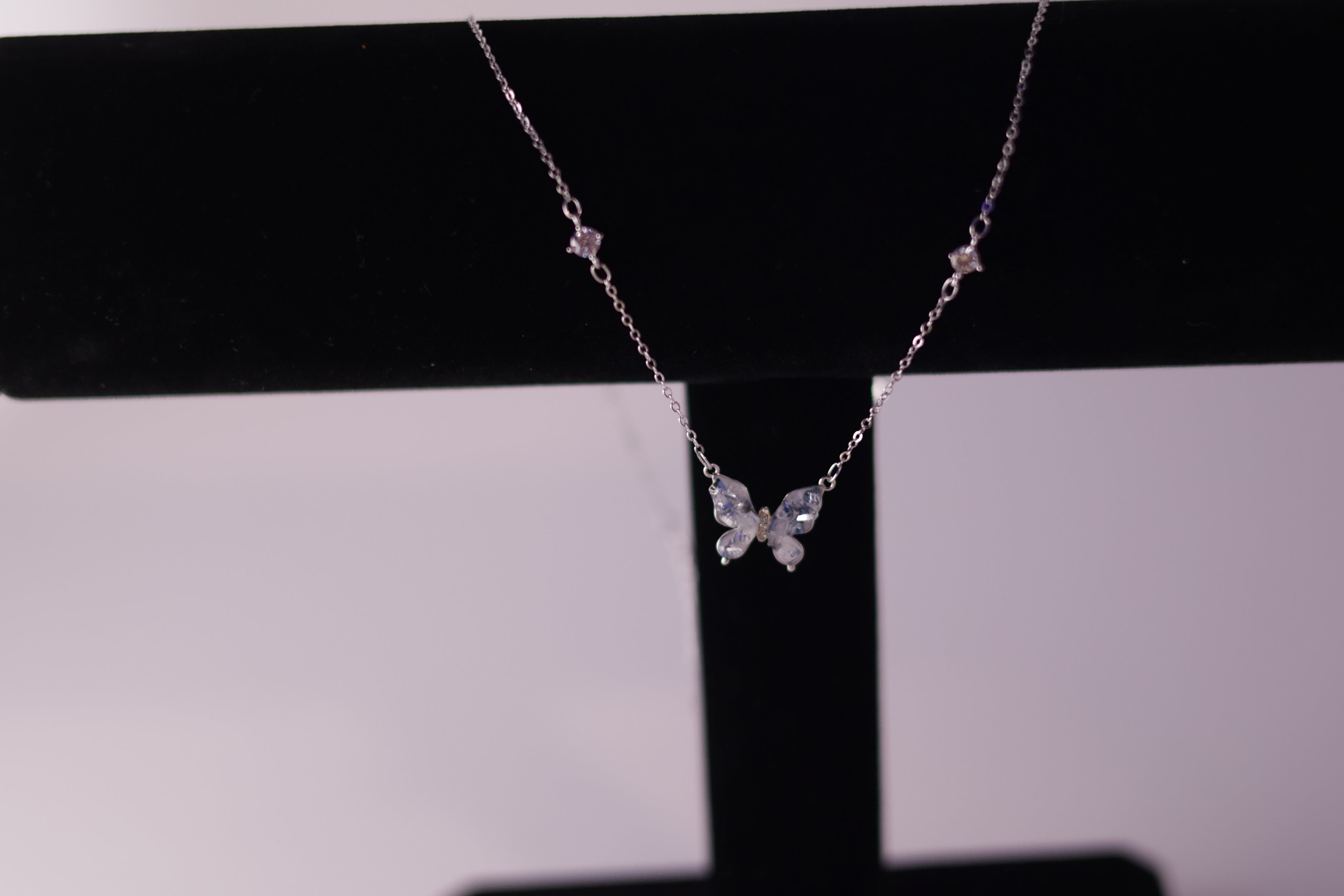 Blue Blossom Butterfly Necklace