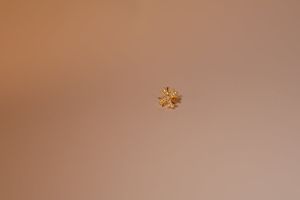 Radiant Gold-Tone Crystal Stud Earring